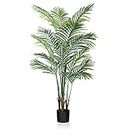 CROSOFMI Artificial Areca Palm Tree 5Feet Fake Tropical Palm Tree, Perfect Faux Dypsis Lutescens Plants in Pot for Indoor Outdoor House Home Office Garden Modern Decoration Housewarming Gift
