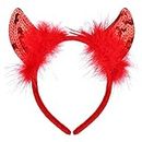 HD Novelty Red Sequin Devil Horns Headband for Hen Nights & Fancy Dress Halloween Christmas - Fun Alice Band Accessories