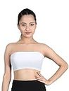 DChica Slip-on Strapless Bra for Women, Cotton Non Padded Full Coverage Wire Free Tube Bra, Perfect for Low-Cut Tops, Dresses, Off Shoulder/Crop Tops & Western Dresses, White, S