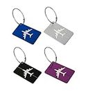 FASHOLIC Metal Luggage Tags with Stainless Loop Anti-Break Travel Identify ID Label Suitcase Tag – Pack of 4
