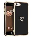 GUAGUA Case for iPhone SE 2022/3rd/2020/2nd Gen,Luxury Cute Heart Pattern iPhone 8 Case and iPhone 7 Case 4.7", Electroplate Edge Bumper Women Girls with 4 Corners Shockproof Protection Cover, White