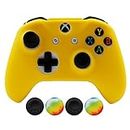 Hikfly Silicone Controller Cover Skin Protector Case Faceplates Kits for Xbox One X/One S/Slim Controller with 4pcs Thumb Grips Caps(Yellow)
