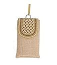 Fancy Walas Presents Handicraft Ladies Traditional Mobile Phone Pouch Sling Wallet Saree Waist Clip Hook Gift for Women (Off-White)