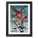 TenorArts Iron Man Movie Poster Comics Laminated Poster Framed Painting with Matt Finish Black Frame (9inches x 12inches)