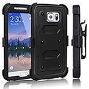 Galaxy S6 Case, Tekcoo(TM) [TShell Series] [Coal Black] Shock Absorbing [Kickstand] Holster Locking Belt Clip Defender Heavy Duty Combo Case Cover Shell for Samsung Galaxy S6 S VI G9200 All Carriers