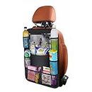 URAQT Car Organiser Car Seat Organiser, Car Back Seat Organizer for Kids, Kick Mats Back Seat Protector with 10 Inch Touch Screen Tablet Holder, 8 Pockets, Kids Toy Storage, Black (1 pc)
