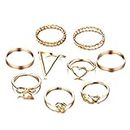 YouBella Jewellery Bohemain Oxidised Rings Combo of 9 Rings for Women and Girls (Gold)