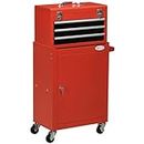 DURHAND 3-Drawer Rolling Tool Chest on Wheels, 2 In 1 Detachable Tool Box and Storage Cabinet with Lock and Handle, Steel Tool Organizer for Garage, Warehouse, Workshop, Red