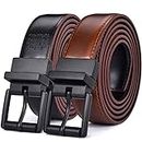 Beltox Men’s Belts Dress Casual Reversible Leather 1.1” w Roller Buckle Rotated(Black/Brown w Black Buckle, 32-34)