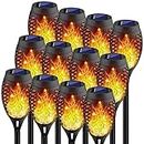 Kurifier 12Pack Flickering Flame Solar Torch Lights for Garden Decor, Waterproof Outdoor Decor for Yard Porch Lawn Patio -Luces Solares para Jardin