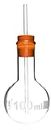 EISCO Boiling Flask Stopper & Tubing, 100ml - Borosilicate Glass - Round Bottom, Narrow Neck (0.85" ID) - Includes Glass Tubing & Rubber Stopper
