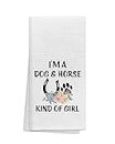 OHSUL Dog Horse Lover Gifts Kitchen Towels,I'm a Dog and Horse Kind of Girl Paw Print Horseshoe Kitchen Towels Dish Towels Dishcloth,Horse Lover Cowgirl Equestrian Gifts,Dog Mom Gifts