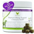 EcoBark Natural Dog Allergy & Immune Chews with Super Greens- Omega 3 Skin and Coat Supplements for Dogs - Gluten Free Probiotic Allergy Support & Relief for a Shiny Coat with Colostrum & Bee Propolis