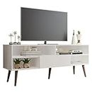 Madesa Modern TV Stand with 1 Door, 4 Shelves for TVs up to 65 Inches, Wood Entertainment Center 23'' H x 15'' D x 59'' L - White