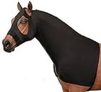 AJ Tack Horse Slinky Hood Shoulder Guard Mane Keeper Lycra Zipper Fleece Band Black M