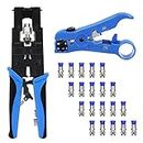 Shahe Coax Cable Crimper Kit, Multifunctional Compression Connector Adjustable Tool Set for RG59 RG6 F BNC RCA, Coaxial Cable Stripping Cutter