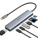 USB C Hub, 7 in 1 USB C Multiport Adapter for MacBook Pro/Air, Mac Dongle with 4K HDMI, 100W PD, USB C Data Port and 2 USB 3.0 Port, SD/TF Card Reader for MacBook Pro/Air, Dell XPS, Lenovo Thinkpad