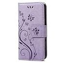 C-Super Mall-UK Samsung Galaxy S7 Case, PU embossed butterfly & flower Leather Wallet Stand Flip Case for Samsung Galaxy S7(Light purple)