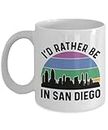 Mug San Diego, tasse à café « I'd Rather Be in San Diego », souvenirs de San Diego, cadeaux de San Diego