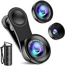 Criacr Phone Camera Lens (Upgraded Version), 3 in 1 Cell Phone Lens Kit for iPhone, Samsung, 180°Fisheye Lens, 0.6X Wide Angle Lens, 15X Macro Lens, for TIK Tok Video, Live Show, Video Chat, Vlog, etc