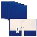 Better Office Products Blue Paper 2 Pocket Folders with Prongs, 50 Pack, Matte Texture, Letter Size Paper Folders, 50 Pack, with 3 Metal Prong Fastener Clips, Blue