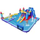 Rocket Theme Inflatable Water Slide Park w/ 2 Slides Soccer Gate Blower Excluded