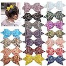 Peohud 18 Pieces Large Glitter Hair Bows, 5 Inch Boutique Sequins Hair Clips, Alligator Hair Accessories for Girls Teens Women, Multi Colors