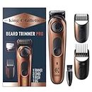 King C. Gillette Beard Trimmer PRO with 40 beard length settings in precise 0.5mm steps, cordless design & 1 trimmer, 1 brush, 2 combs, 1 charger and 1 zip pouch