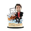 Foto Factory Gifts® Personalized Caricature Gifts for Stock Market Trader It Professional (wooden_8 inch x 5 inch) CA0267