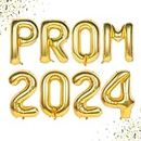 Prom 2024 Balloons Gold Prom 2024 Banner 16 inch Mylar letter Balloons Prom 2024 Sign Decoration for Graduation Party Birthday Retirement Class of 2024 Congrats Grad Party Supplies