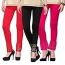 Pixie Lace Leggings for Women/Girls Combo (Pack of 3) Red,Black and Pink
