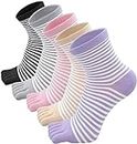 CHACKO 5 Pairs Stripe Toe Socks Five Finger Socks Colorful Socks for Women Girl