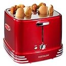 Nostalgia 4 Slot Hot Dog and Bun Toaster with Mini Tongs, Hot Dog Toaster Works with Chicken, Turkey, Veggie Links, Sausages and Brats, Metallic Red