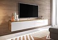 Das Moderne Lowboard 180 cm, Wotan Eiche, 6 Farben, mit oder ohne LED, Fernsehtisch, Fernsehschrank