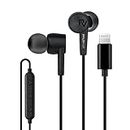 PALOVUE Lightning Headphones Earphones Earbuds Compatible iPhone 11 Pro Max iPhone X XS Max XR iPhone 8 Plus iPhone 7 Plus MFi Certified with Microphone Controller SweetFlow (Black)