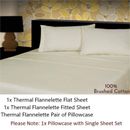 Thermal Flannelette Sheet Set 4-PC 100% Brushed Cotton Warm Sherpa Bedding Set