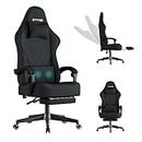 Ulody Gaming Chair for Adult,Ergonomically Designed Massage Office Chair,Adjustable Height,Swivel Chair with Footrest,Suitable for Office and Home-Black