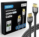 TISOFU [Ultra Certified] 8K HDMI Cable 6FT: HDMI 2.1 Cables 48Gbps High Speed Premium Braided Cord 8K@60Hz 4K@120Hz 4K@144Hz HDCP 2.2&2.3 CL3 ARC eARC - HD/HDR/HDTV/PS5/PS4/Xbox(Grey)
