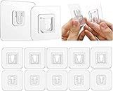 JIALTO Adhesive Hooks for Wall Heavy Duty Wall Hook Waterproof Stick on Adhesive Stronger Plastic Wall Hooks Wall hangings Robe Stainless Steel (Double-Sided)(Pack of 10)