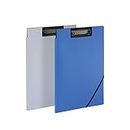 Oxford Clipboard Folio, Clipboard with Storage, 4 Pockets, Penholder, 2 Pack, 2 Color Combos (Gray/Black, Blue/Black), Great Nursing Clipboard (82177),2 Pack