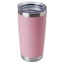 DOMICARE 20oz Stainless Steel Tumbler Bulk with Lid, Double Wall Vacuum Insulated Travel Mug, Powder Coated Coffee Cup, Pink, 1 Pack