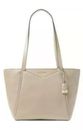Michael Kors Whitney Small Top ZIP Tote Purse Bag Leather Oat Light Grey $228