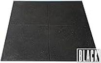 Gym Mat Flooring - Heavy Duty Rubber Mat for Gym Exercise - Premium Slip-Resistant, Shock Absorbent, Solid Rubber Matting for Gymnastic, Sports & Fitness - 1M x 1M with 15MM Thickness (Plain Black)