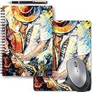 Color Empire Printed Notebook Diary & Mousepad Combo | Waterpaint on Guitarist | Laptop Computer Mousepad | A5 Unrulled Diary | A5 Wiro Notepad | Personal Journal