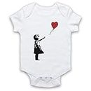 My Icon Art & Clothing Banksy Girl Heart Balloon Graffiti Street Art Bébé Barboteuse Bodys, Blanc, 3-6 Mois