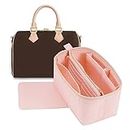 LOUKAYCCI Purse Organizer & Base Shaper fit Speedy 35 40 Neverfull ONTHEGO GM, Felt Bag Organizer Insert for Handbags with Metal Zipper [Bag in Bag] (X-Large, Pink)