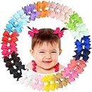 40pcs Baby Girls Clips 2" Grosgrain Boutique Solid Color Ribbon Mini Hair Bows Clips for Baby Girls Teens Infants Kids Toddlers Children Set of 20 pairs