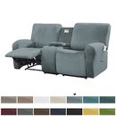 Sofá reclinable elástico de terciopelo 2 asientos con consola media protector de muebles
