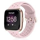 Runostrich Sport Strap Compatible with Fitbit Versa 2/Fitbit Versa/Versa Lite/SE, Soft Silicone Band Replacement Breathable Wristband Accessories for Smart Fitness Watch for Women Men (Sand Pink)