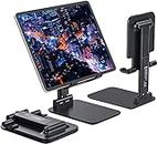 Sounce Tabletop Adjustable Cell Phone Stand, Foldable Portable Phone Holder Stand with Height Adjustable Cradle, Stable and Easy to Use Compatible for All 4-8 inches Smartphones (Black)